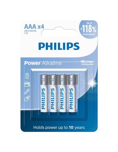 Philips Alkaline LR03P4B AAA Battery