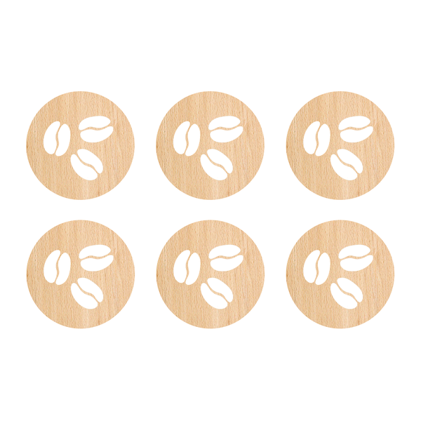 Wooden Coffee Beans Coasters - Set of 6