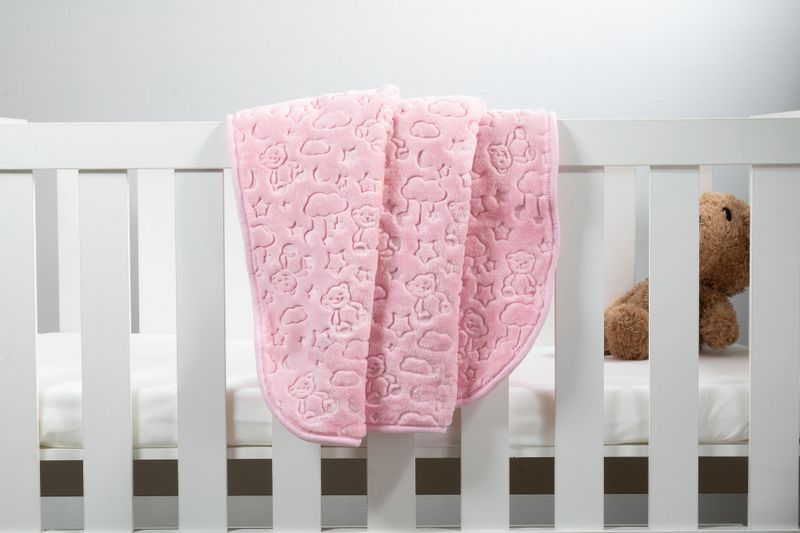 Sesli Mink Embossed Baby Blanket - Pink Pattern