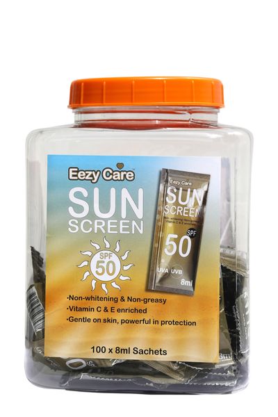Eezy Care 100 x 8ml Sunscreen Sachets ( Clear Display Jar )