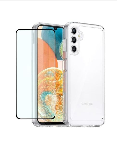 TPU Clear Pouch And Tempered Glass Protector Compatible with Samsung Galaxy A35