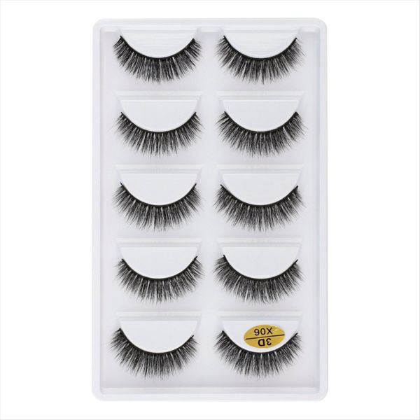 3Dx-06 5 Pairs Natural Soft 3D Mink Handmade Fake Eye Lashes Faux