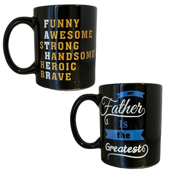 The Dad Mug - Black Ceramic Mug 320ml - Set of 2