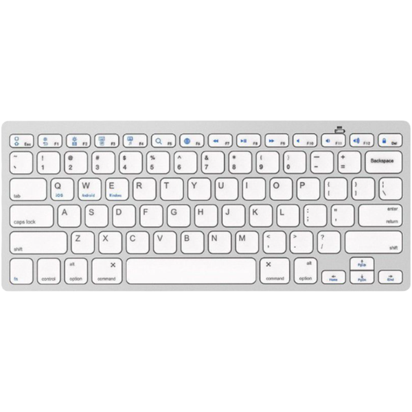 Wireless Keyboard - White &amp; Silver Bluetooth Keyboard - Slim Mini Keyboards