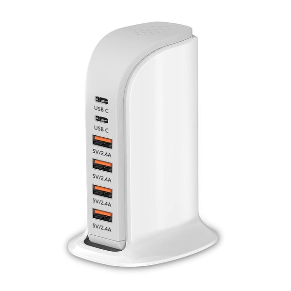 Charging Tower-Multi-Device USB&amp;Type-C Charger Station for Desk&amp;Office