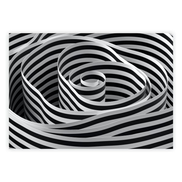 Black And White Flower Stripes - A1 Poster