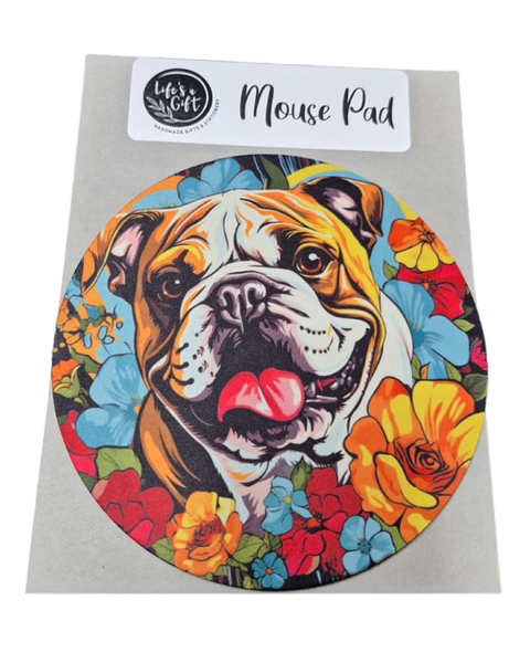 Funky 20cm Round Mouse Pad - Smiling Bulldog