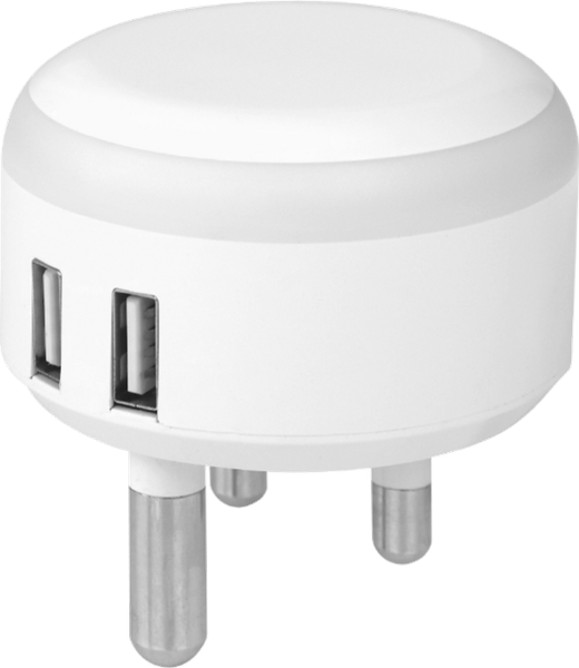 8 Warm LED Colour Effect 3.1 A Twin USB Wall Charger