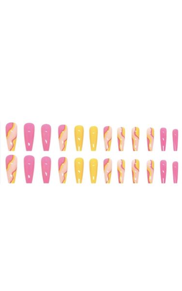 24 Pieces Nail Stick-On Set With Glue - Gorgeous Pink Press-On Nail Set