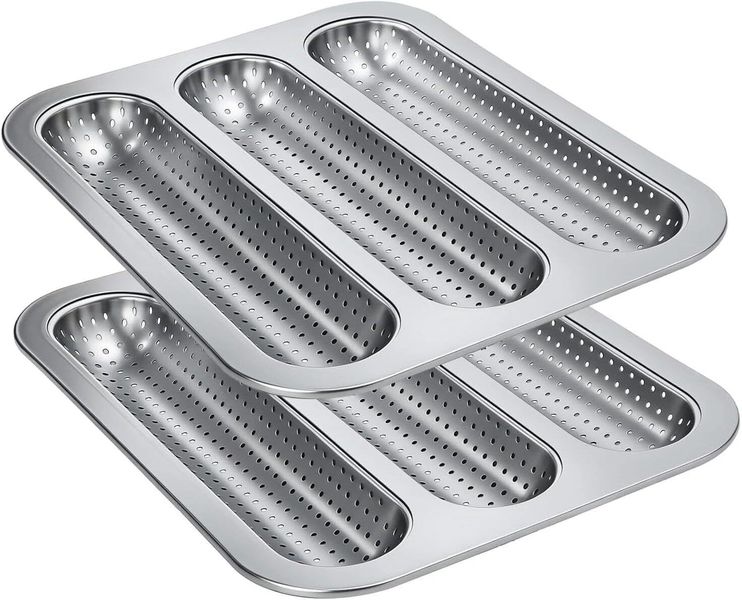 Non-Stick Hot Dog Bun Baguette Baking Pan Set