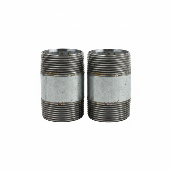 Galvanized Steel Nipple 80mm Pipe Fitting for Fluid Transfer - 2 Pack