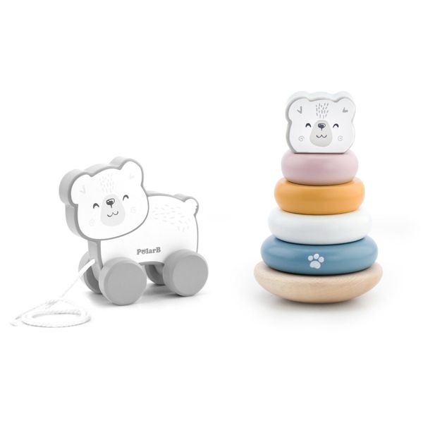 PolarB Pull Along and Stacking Polar Bear Set- Wooden