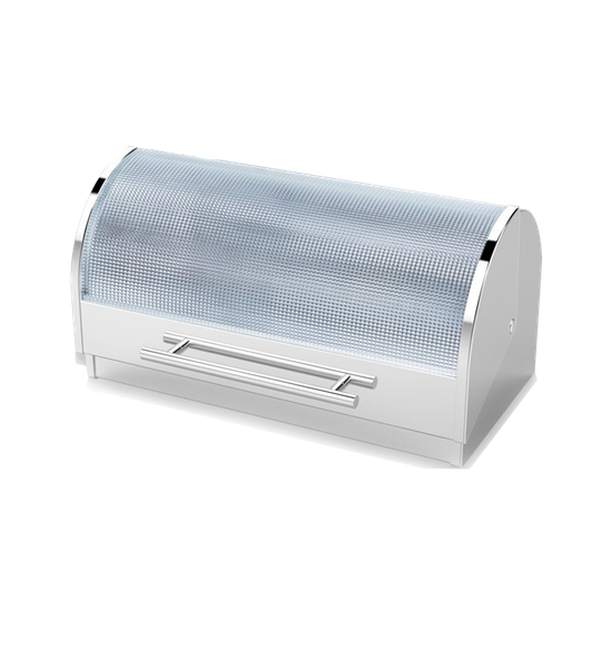 Stainless Steel Bread Bin With Hobnail Glass Cover