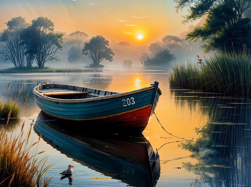 Canvas Wall Art Home Decor - Boat In Calm Waters