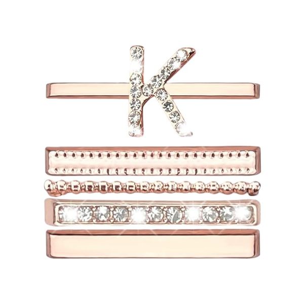 Decorative Apple Watch Strap Rings With Rhinestone Initial 'K' - Rose Gold