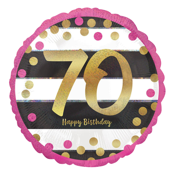 Foil Balloon 18 inch Birthday Pink and Gold 70th
