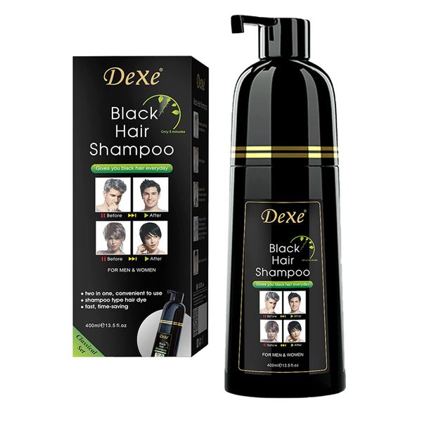 Semi-Permanent Hair Color, Black Hair Dye Shampoo for Gray Hair-400ml