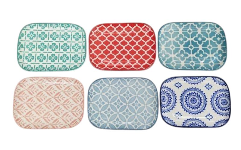 6-Piece Mixed Colour Porcelain Plates Set - 14.7 cm