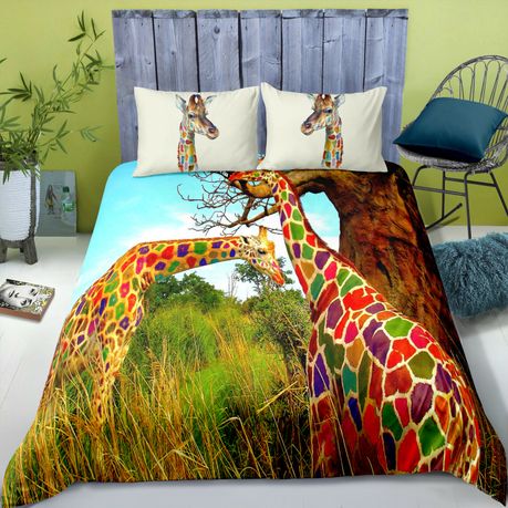 3d Giraffe Duvet Cover Colorful Bedding, Colorful Bedding King