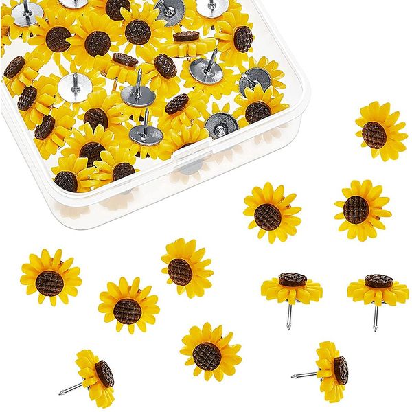 Sunflower Push Pins Sunflower Tacks Flower Cork Board Tacks (40PCS)