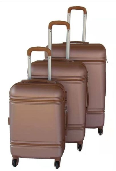 Light Brown 3-Pieces ABS Luggage Set-Durable Spinner Wheels Telescoping Handles