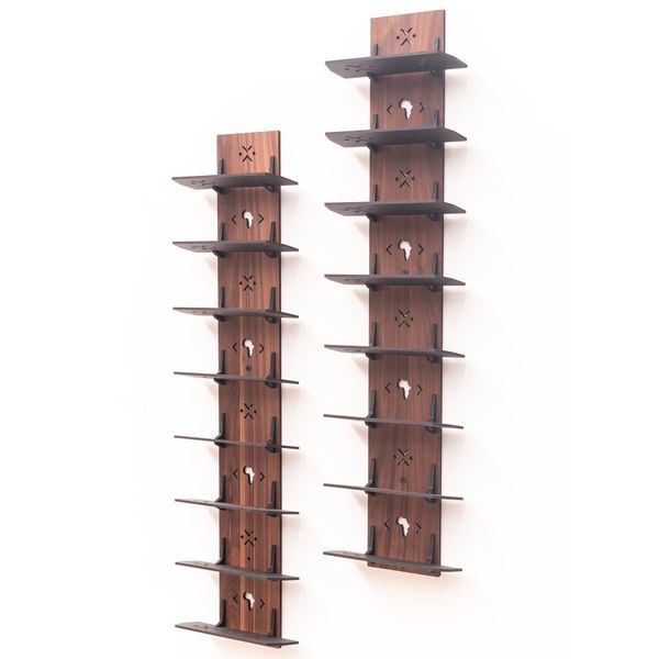African Art - Tower Wall Wine Shelf, African Wine Rack, 8 Bottle Wine Rack