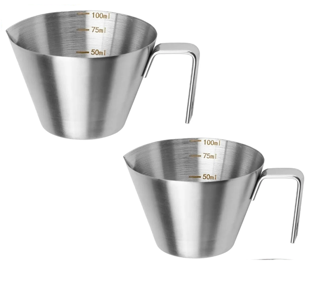 2PCS Espresso Extraction Cups-Stainless Steel Espresso-Measuring Cups
