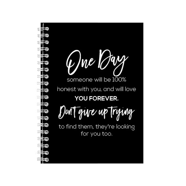 One Day A5 Notebook Spiral Lined Motivational Sayings Graphic Notepad 160