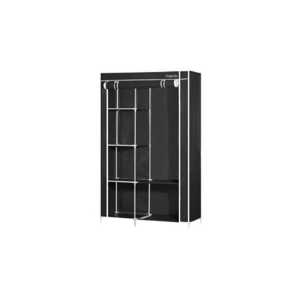 Foldable Storage Wardrobe Cabinet with Shelves - Black
