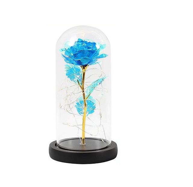 Colourful Artificial Flower Rose Gift Rose With LED Crystal Rose Dome ...