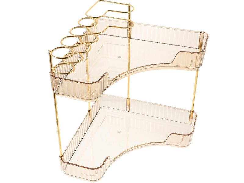 2 Tier Corner Shelf Organizer Rack With Toothbrush Holder