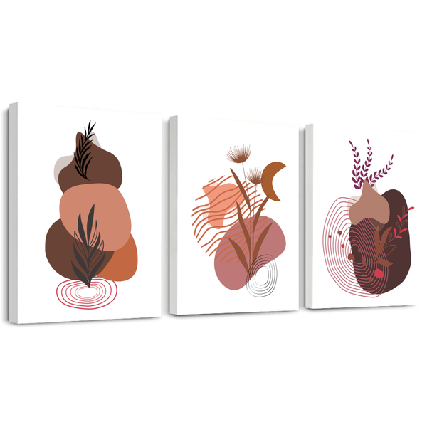 A3 Wall Art Prints on White Veneered Chipboard - Beach Panorama - Set of 3