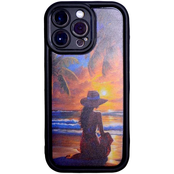 Black - Phone Case with Female Beach Print Aesthetic - Iphone 15 Pro Max