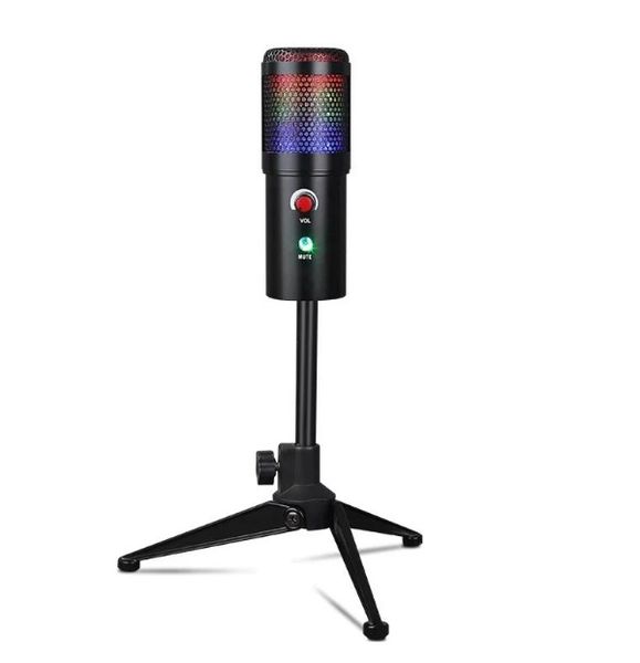 USB Microphone Tripod 192KHz/24Bit High Sampling Rate With Breathing Light