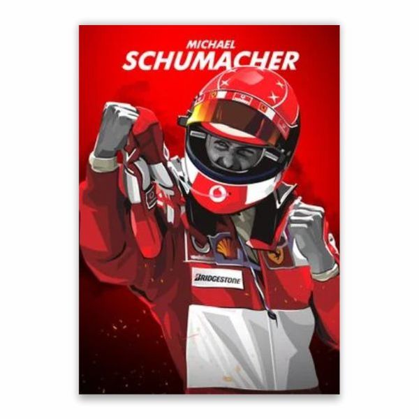 Michael Schumacher Cartoon Poster - A1