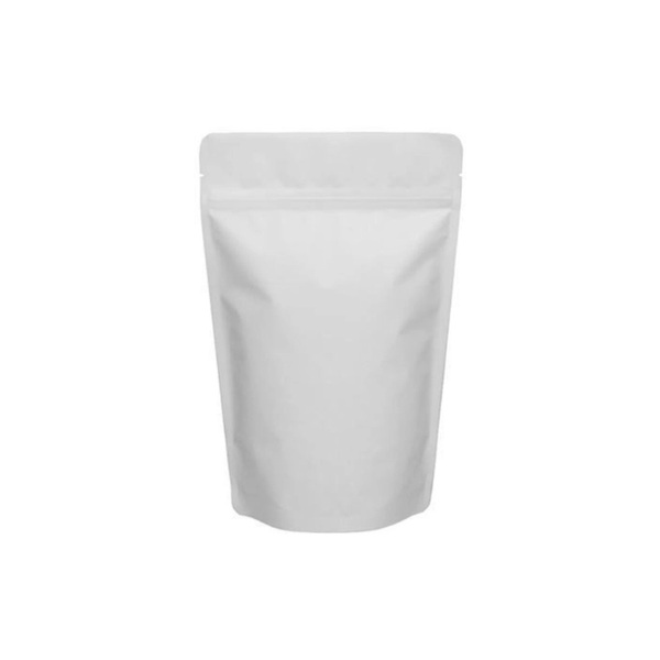 50 Piece Stand Up Resealable Pouch Bags W 130 mm x 200mm - White