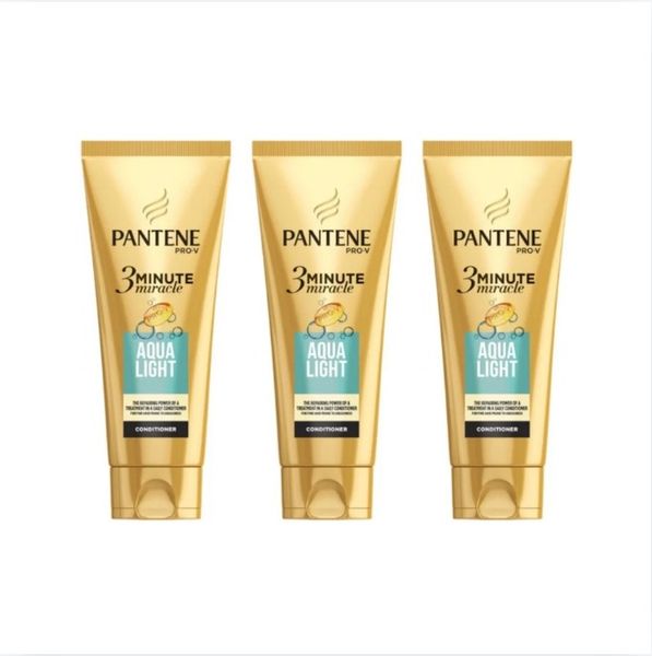 Pantene Pro-V 3 Minute Miracle Aqua Light Conditioner 200ml - Pack of 3