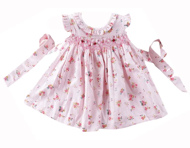 Pink Flower Smocked Dress