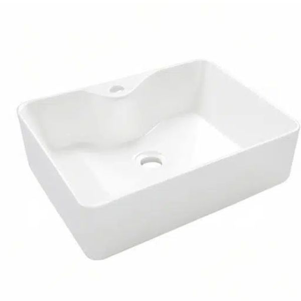 Stylish Modern Rectangle Vessel Sink, Round Basin Counter Mounted
