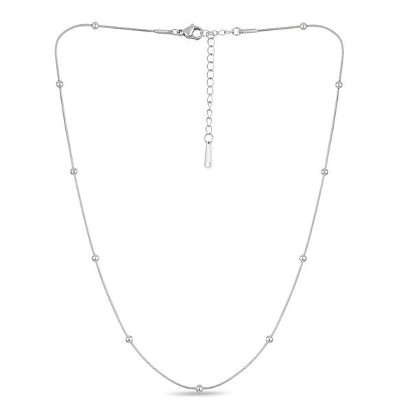 Stainless Steel Silver Ball Necklace with Multiple Bobble Beads