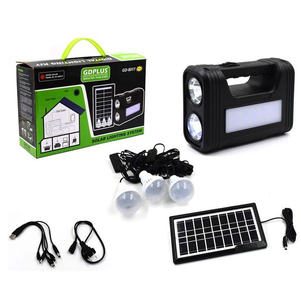 GD-8017A Solar Home Lighting System With 3 LED Bulbs