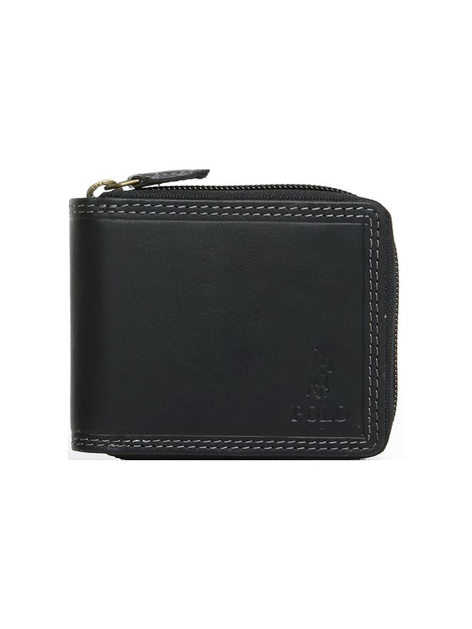 Polo Tuscany Zip Around Leather Wallet Black | Buy Online in South ...