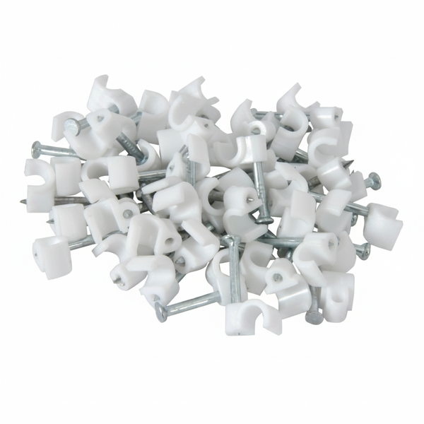 7mm White Cable Clips - 100 Piece Pack for Secure Cable Management