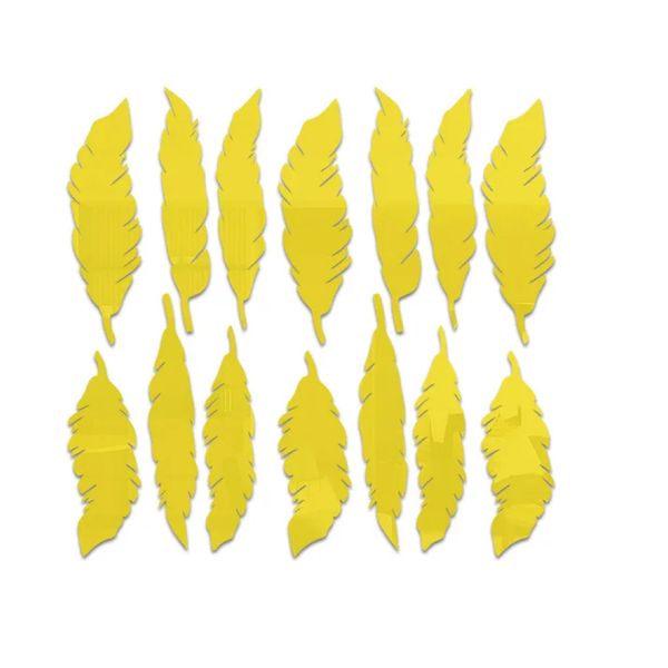 Decor Acrylic Feather Mirror Wall Paste Living Room Bedroom Wall Decor 14 Piece