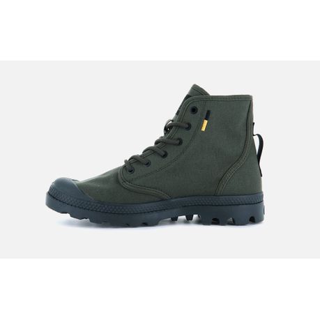 Army green palladium boots best sale