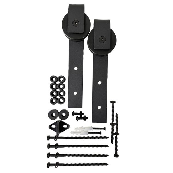 Trojan 50kg Black Top Hung Barn Door Slider Kit