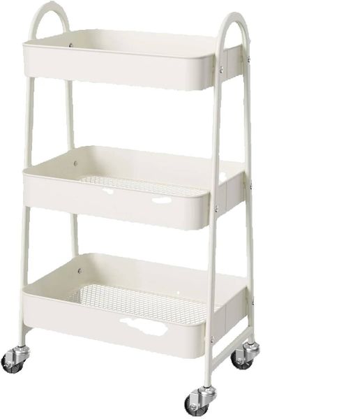 homehours 3 Tier Utility Rolling Cart, Metal Mobile Storage Shelf with