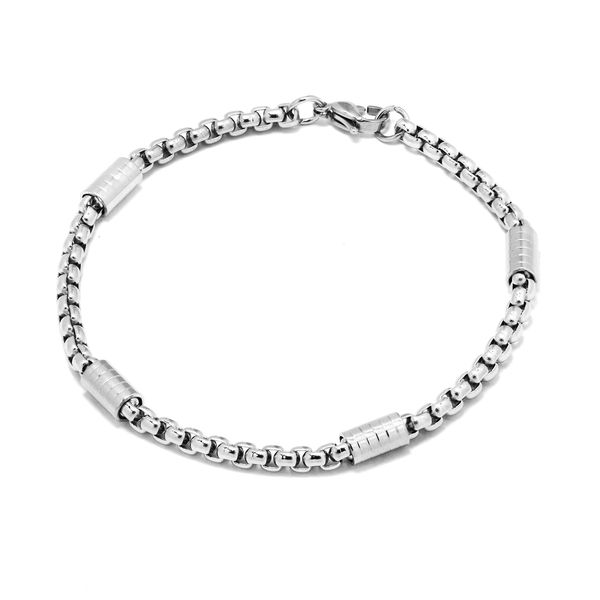 Androgyny Stainless Steel Cylinder Accent Box Chain Bracelet