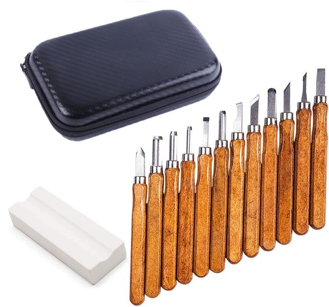 Carving Knife Set with Sharpening Stone and Pouch