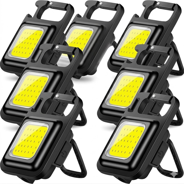 Pack of 8 LED Keychain Flashlights Rechargeable